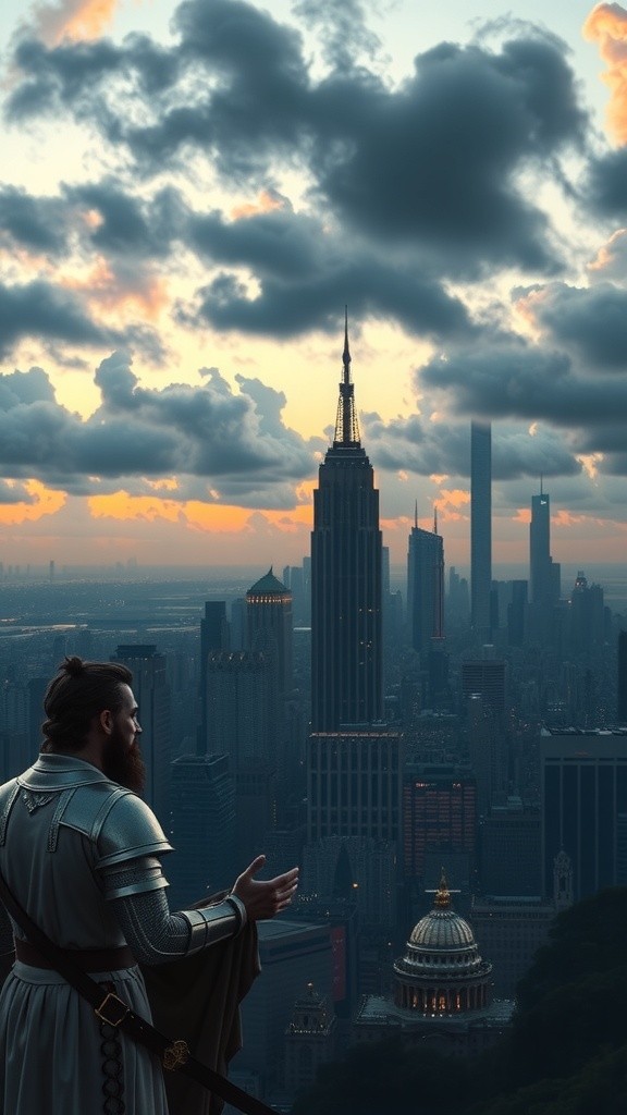 Epic Sunrise Over a Superpower City Skyline