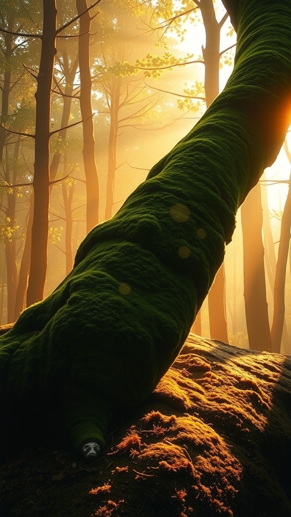 رجل شاب وحلزون عملاق في غابة ذهبية