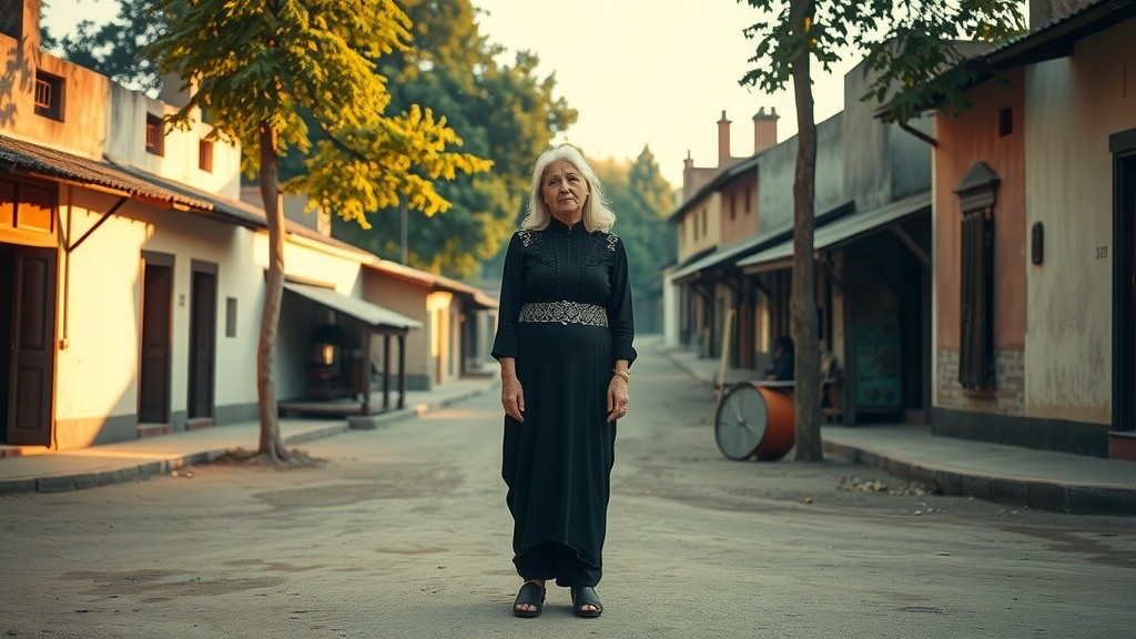 A Struggling Old Woman in the Village