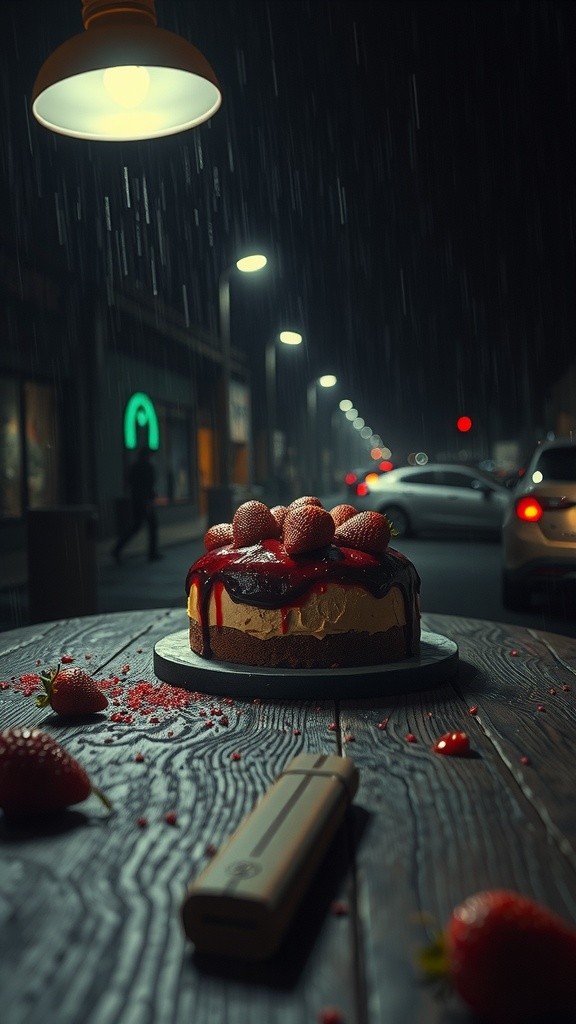 Whimsical Strawberry Cake Construction in 8K Detail