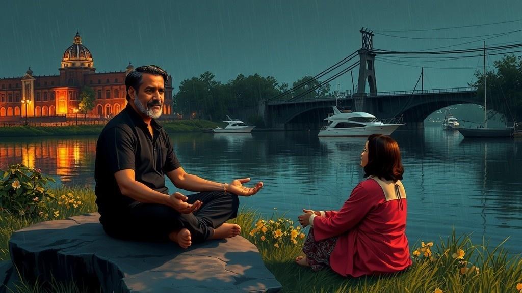 Divine Light: Sage Jamadagni and Renuka by the River