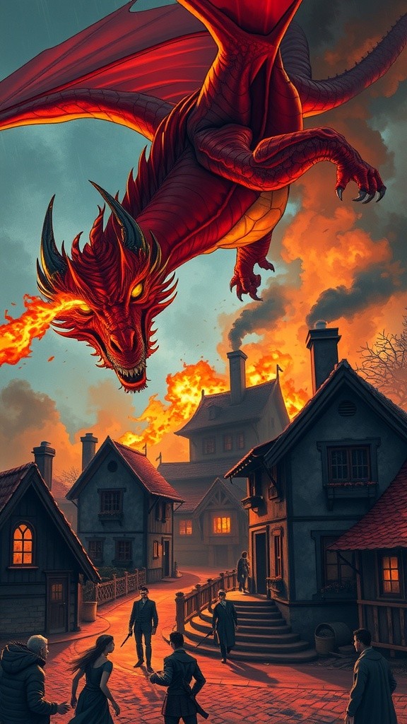 Dragon Rider Saves Old Man Amid Village Attack