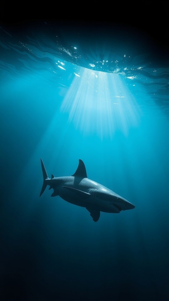 Tension Beneath: Dolphins Unite Against a Shadowed Threat
