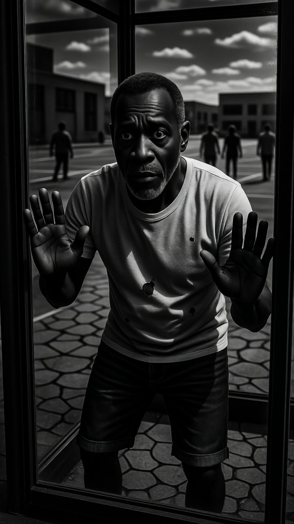 Surreal Hybrid Humanoid Encounter in Public