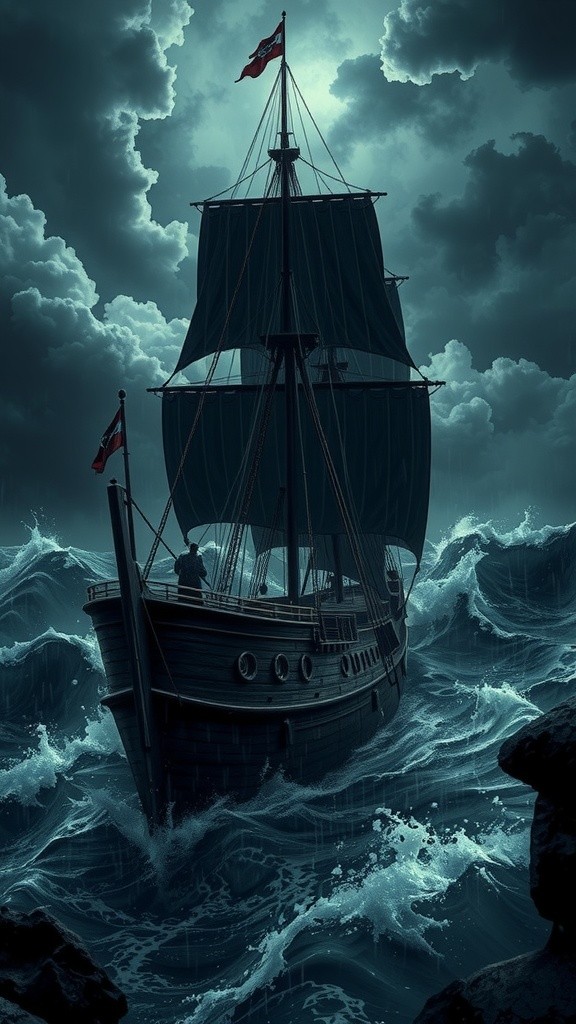 Pertarungan Pahlawan Melawan Monster Laut di Tengah Badai