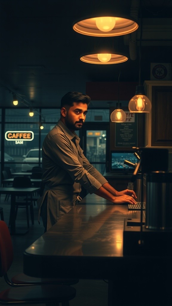 Pelanggan Misterius di Kafe Malam