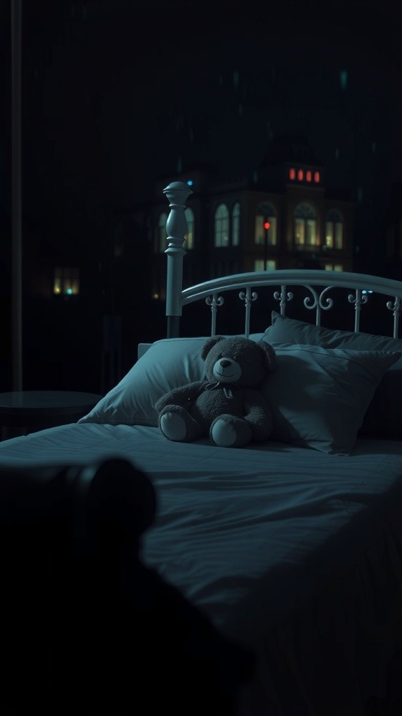 Boneka Tanpa Mata di Tempat Tidur