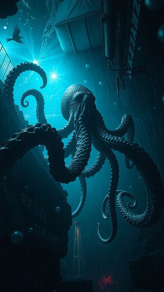 Pertarungan Kraken vs Leviathan Monster Laut