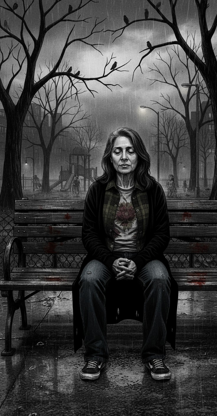 Crazy Lady in Tears as Helicopter Roars Overhead