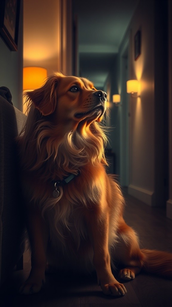 Shadow in the Hallway: A Pet's Watchful Eye