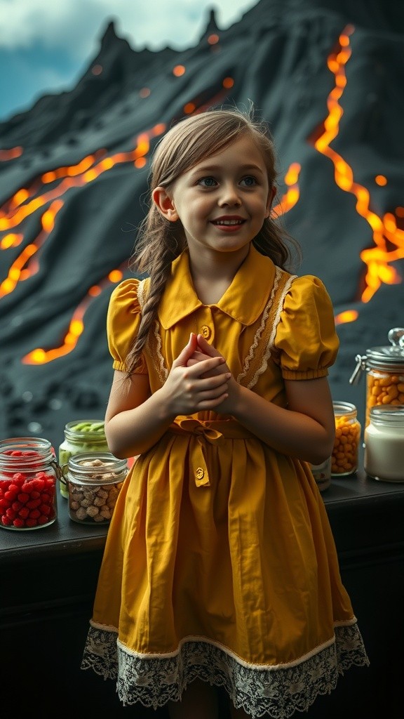 Girl Enjoying Lava Ice Cream