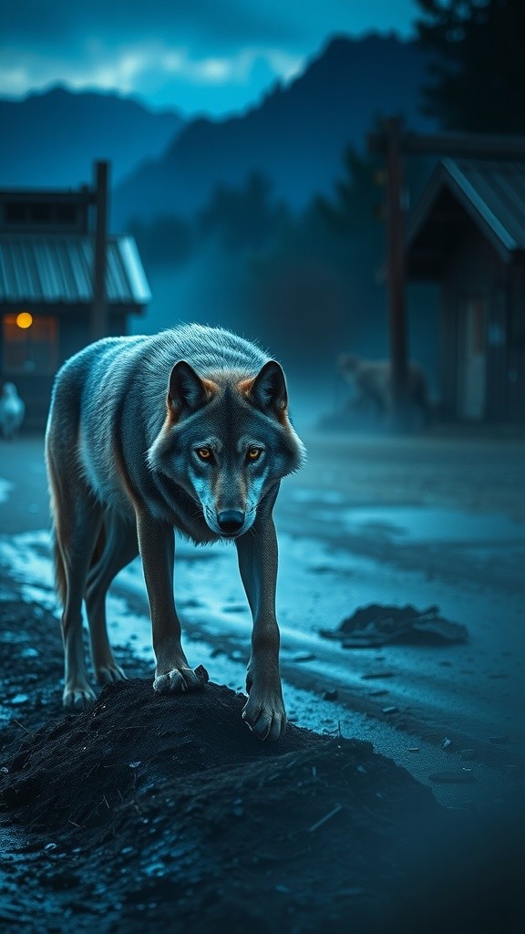 Dawn of Danger: A Wolf's Assault on the Farm