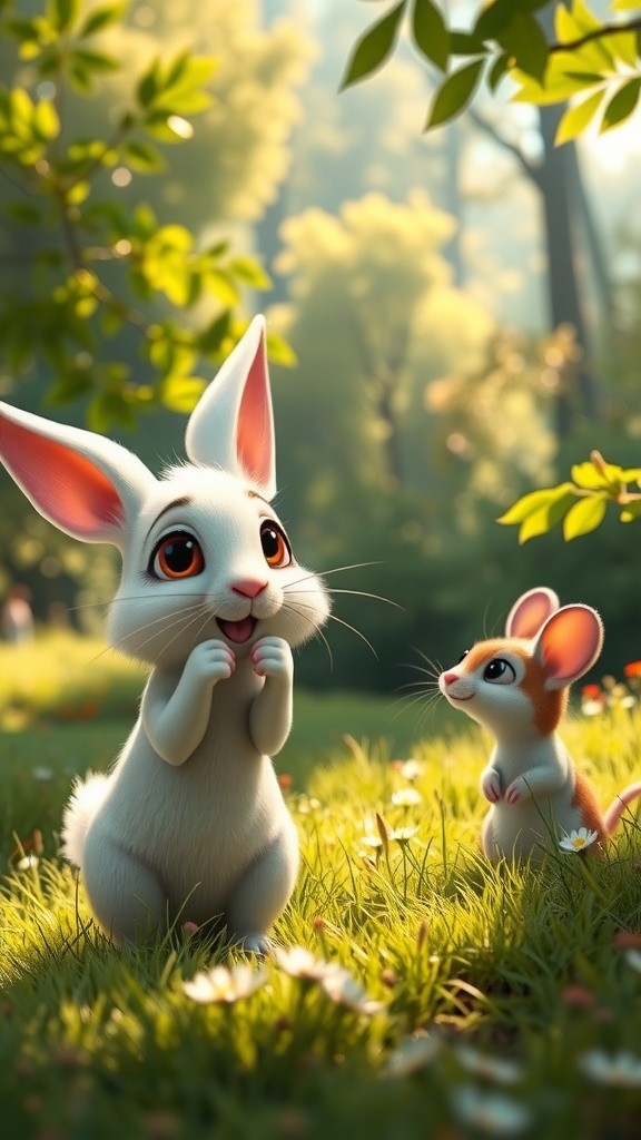 Kelinci dan Kancil Melarikan Diri dari Pemburu