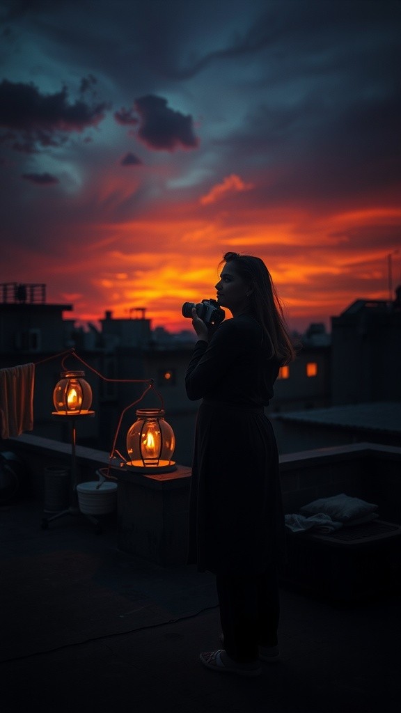 Invisible Barrier at Sunset: A Rooftop Encounter