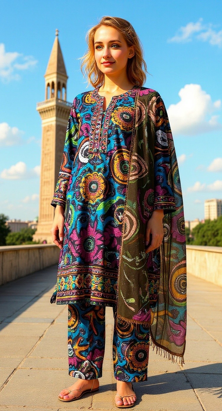 Beauty and Tradition: A Russian Woman in Pakistan's Cultural Heart