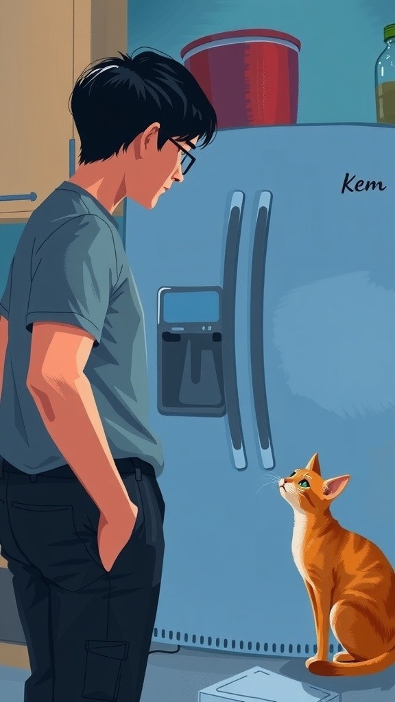 Kucing Licik di Depan Kulkas