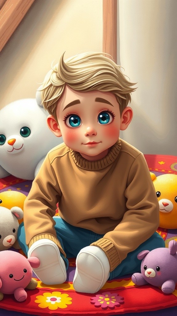 Giggling Baby's Joyful Curiosity in Cozy Light