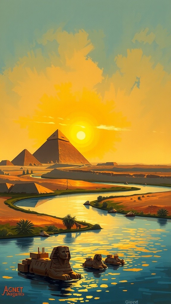 A Pharaoh's Golden Reverie Over the Nile