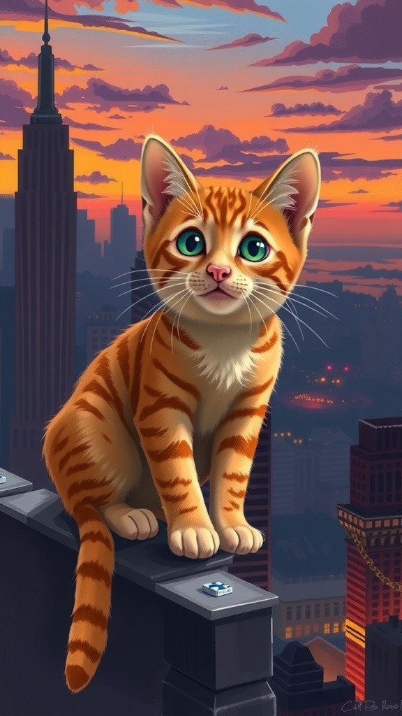 Kucing Oren yang Terjatuh