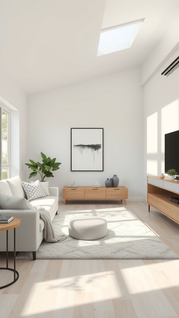 Smart Lighting Activation in a Minimalist Living Room