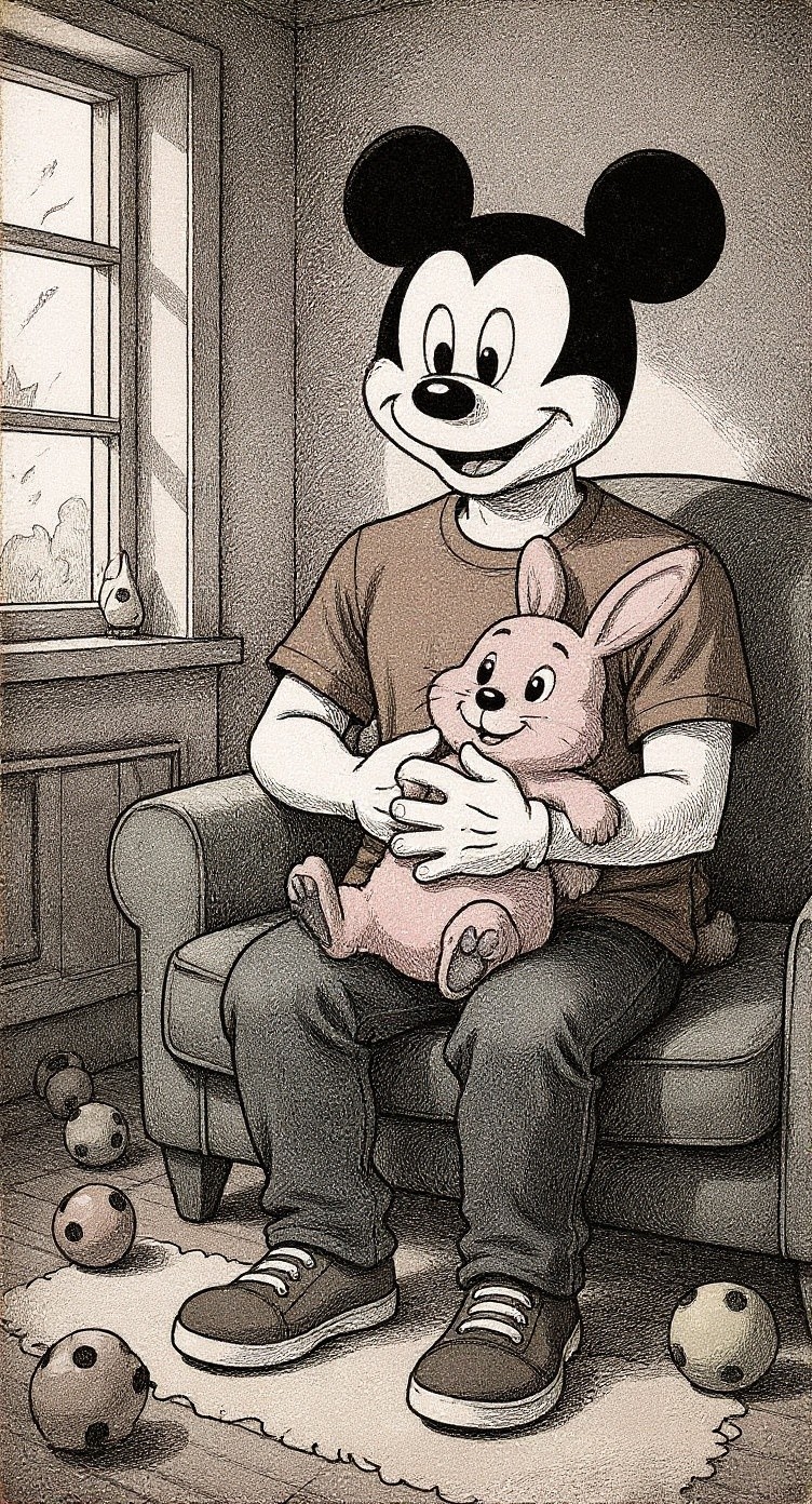 A Boy, His Sister, and Their Rabbit at Home
