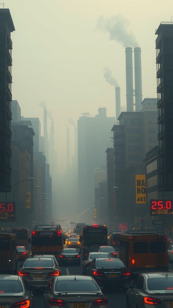 Dystopian Metropolis: A Hyper-Realistic Reflection of Pollution and Despair