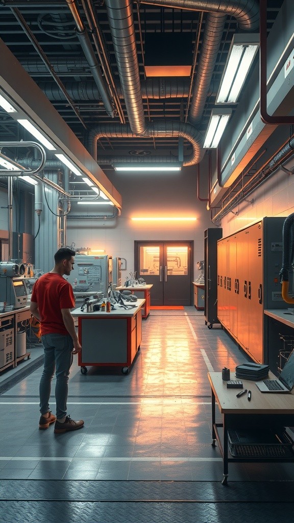 Hyper-Realistic Action Figure Showcase in Futuristic Tech Lab