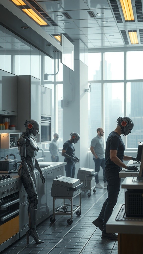 AI Robots Cooking and Doing Laundry in the Kitchen