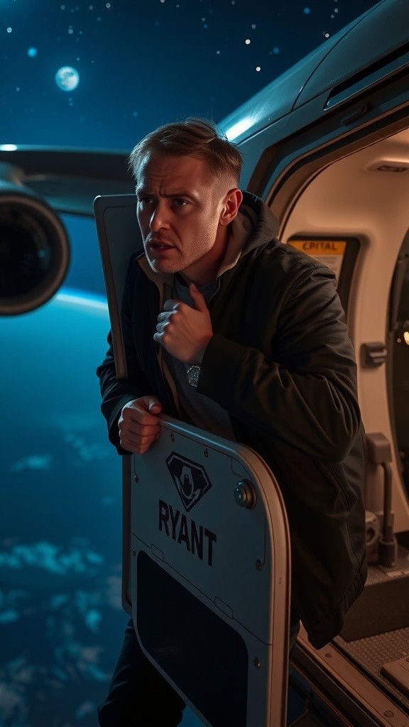 Man Attempting to Open Airplane Door Mid-Air