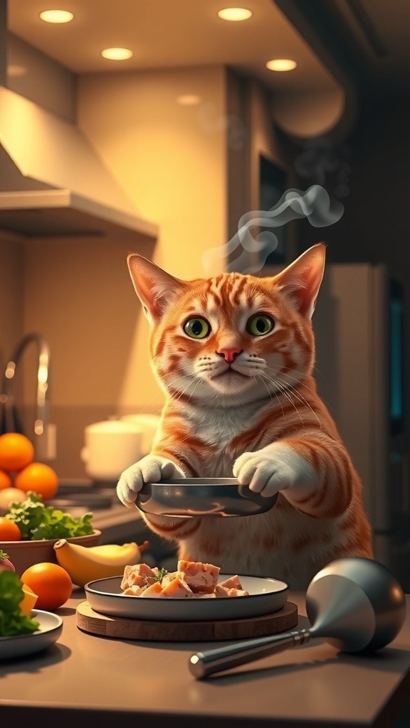 Kucing Koki Masak Ikan Tuna Spesial!