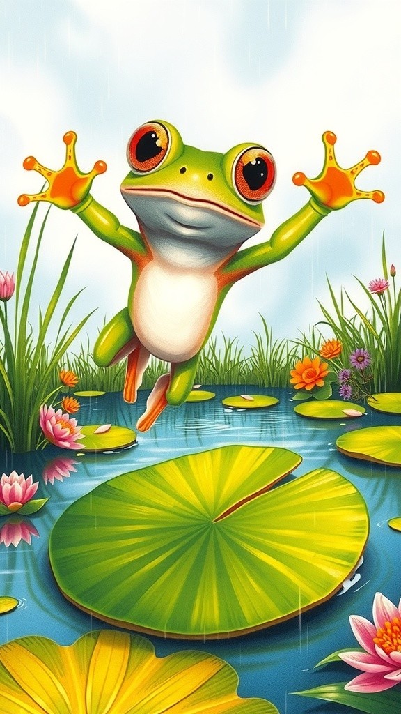 मेढक राजा की कूद और खुशियाँ
