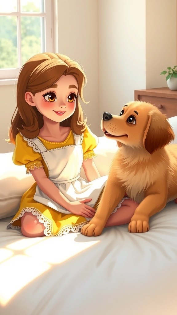 A Girl Chit-Chatting with Her Dog
