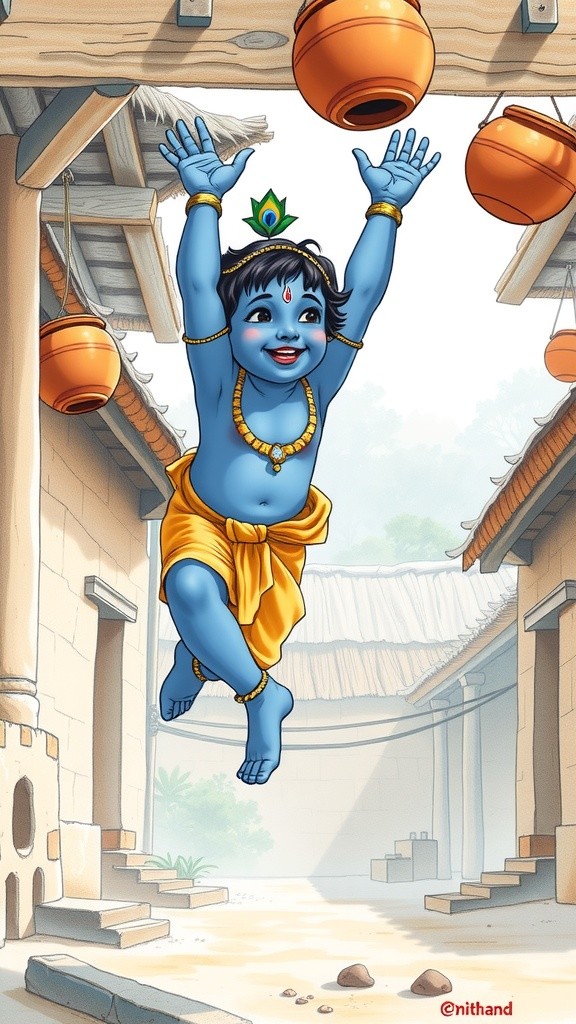 Krishna's Butter Mischief in Gokul