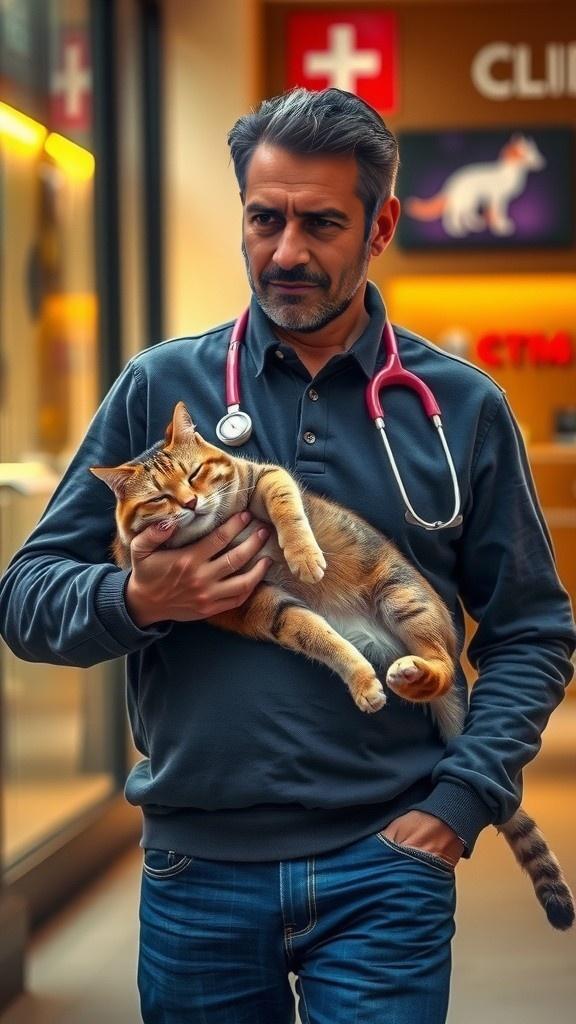 El gato durmiente y la pregunta del veterinario