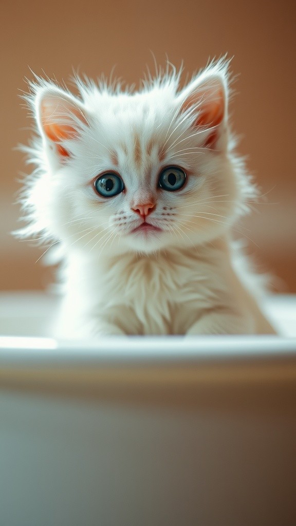 Kucing Kecil Terkejut di Bak Mandi Air Hangat