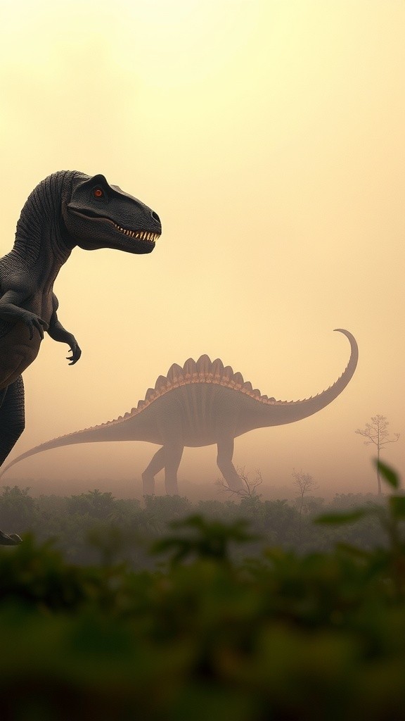 Duel Prasejarah: T-Rex vs Spinosaurus di Tengah Letusan Gunung Berapi!