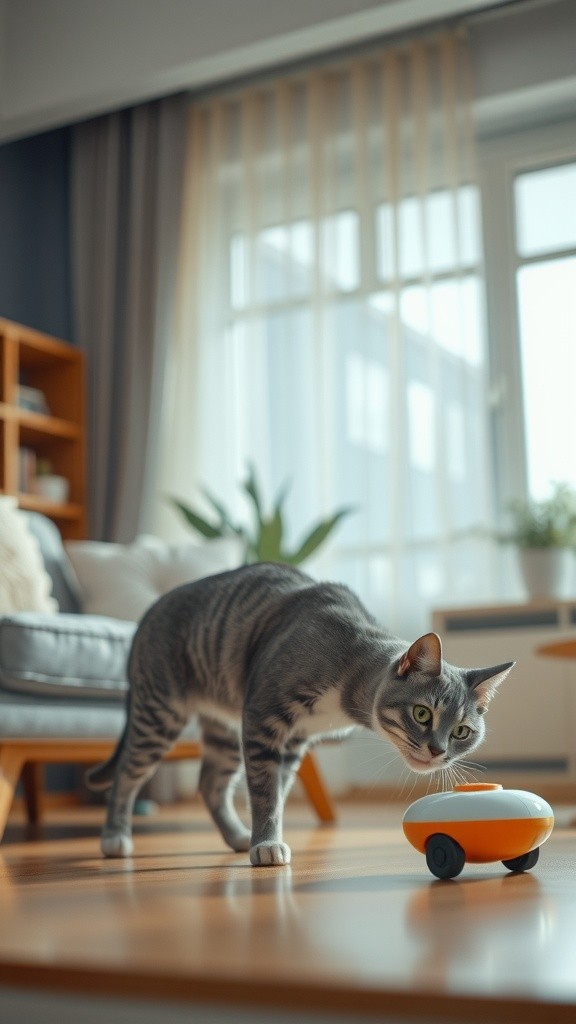 Kucing Beraksi: Pengejaran Mainan Otomatis!