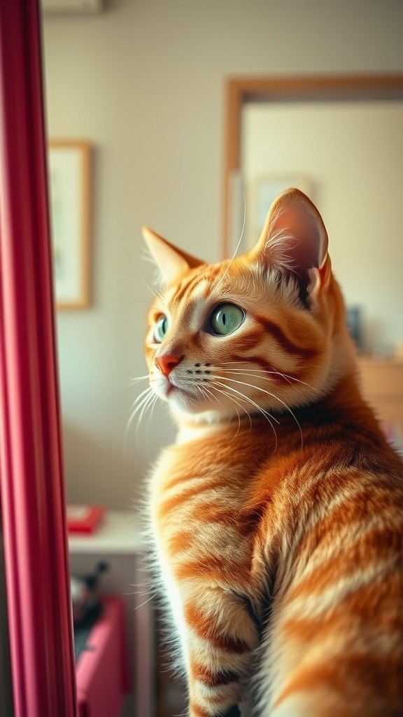Mimi dan Kucing Ganteng di Cermin