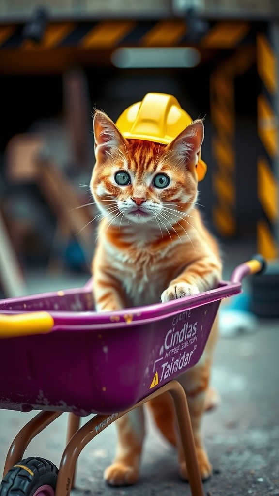 Whimsical Cats in Action: A Comedic Construction Adventure