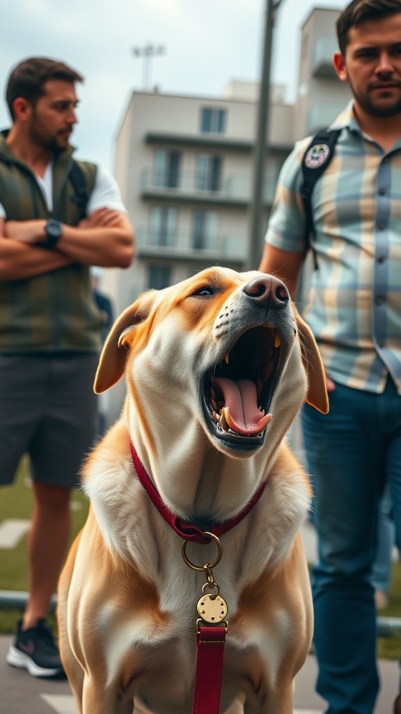 Dog Barks as Men Approach a Girl