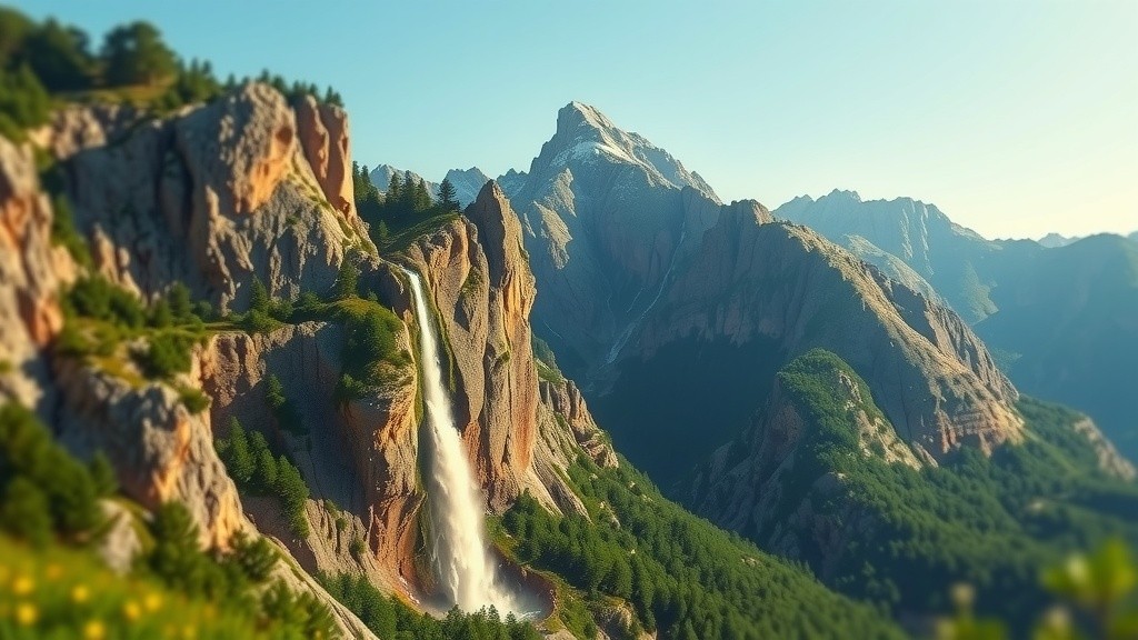 Majestic Mountain Wilderness: Waterfalls and Wildlife