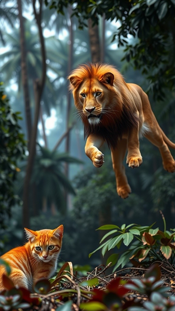 Lion's Leap: Cat in the Jungle