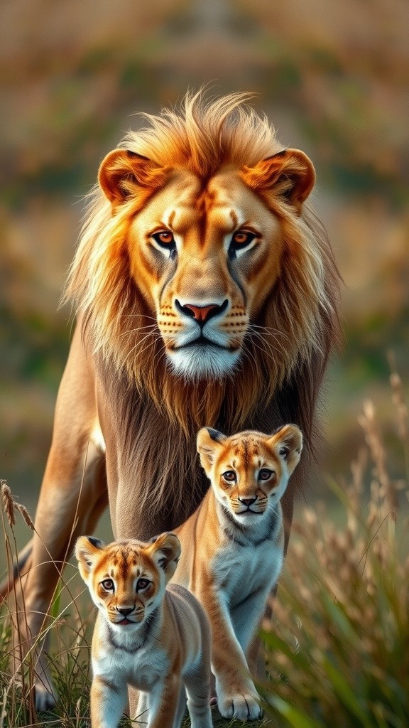 A Father's Protection: The Lion and His Cubs