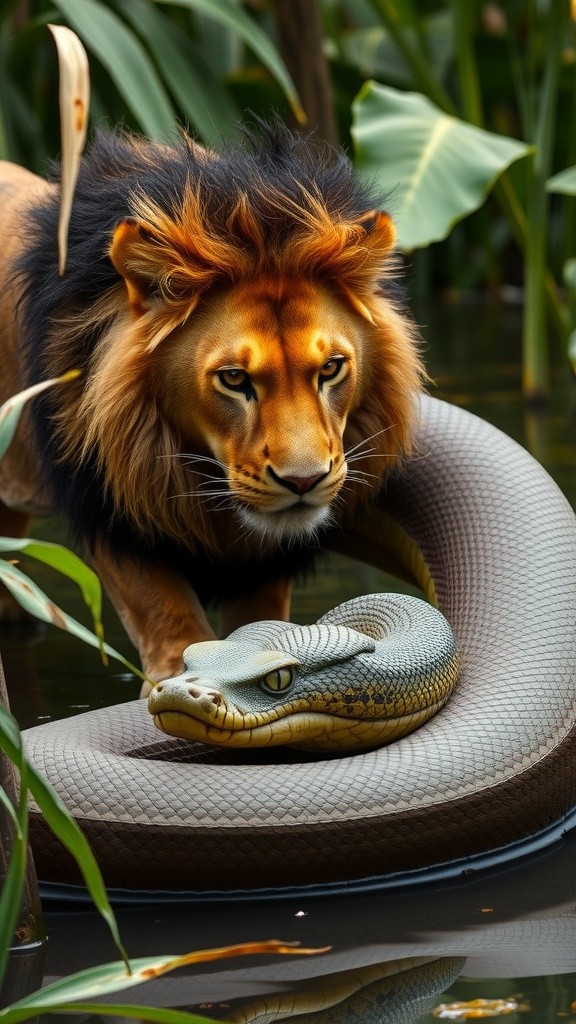 Lion vs Anaconda: Epic Swamp Showdown