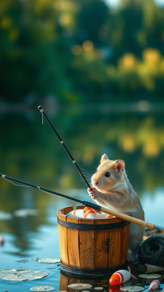 Hamster's Joyful Fishing Adventure