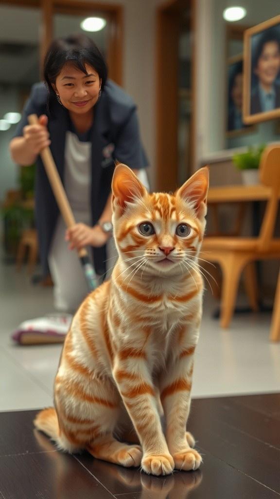 Kucing Lucu dan Tugas Utama: Menghindar dari Sapu