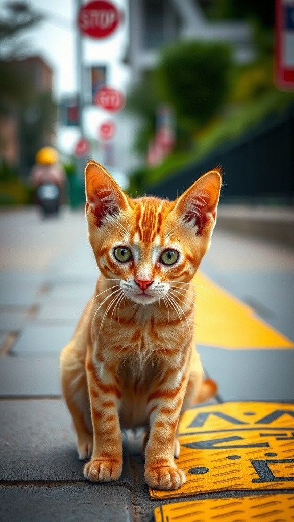 Kucing Lucu Menjadi Petugas Lalu Lintas