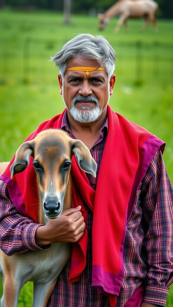 کسان اور اس کی صحت مند گائے
