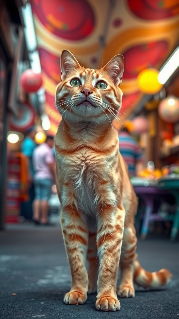 Kucing Gendut di Pasar Ramai