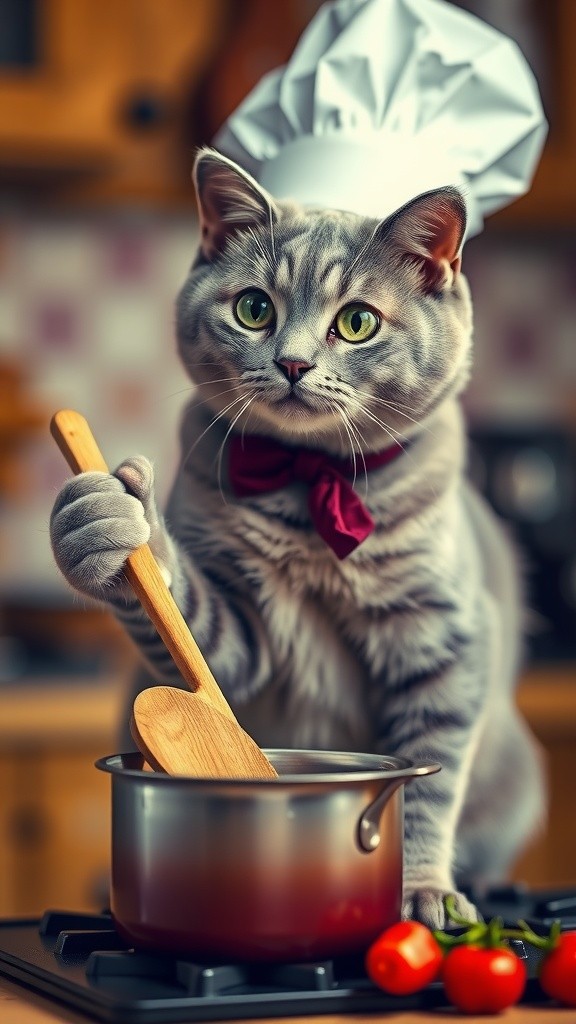 The Culinary Cat: A Hat-Wearing Chef in the Kitchen